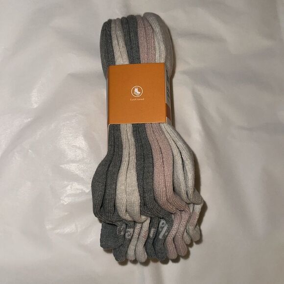 Timberland Ivory Gray Heather Aerated Half Cushioned Cotton Blend Socks 5 pack - Picture 6 of 8